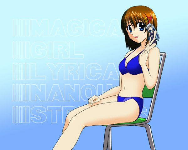 Anime picture 1280x1024 with mahou shoujo lyrical nanoha yagami hayate reinforce zwei girl swimsuit bikini x hair ornament