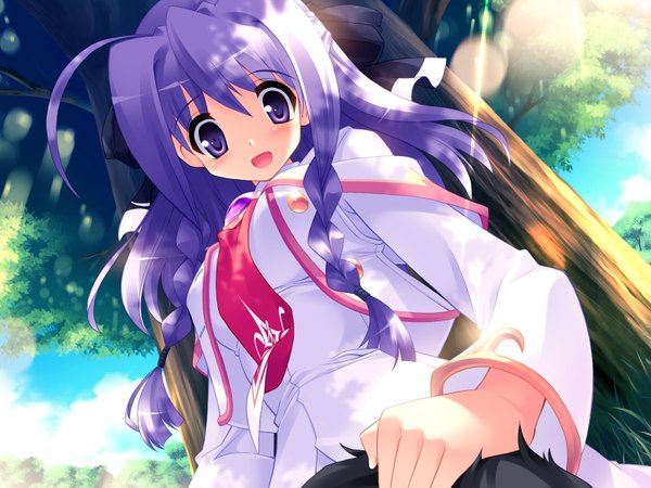 Anime picture 1600x1200 with primary (game) lime luna oaklane long hair purple eyes game cg purple hair girl