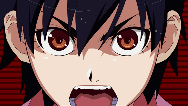 Anime picture 4267x2400 with bakemonogatari shaft (studio) monogatari (series) kanbaru suruga razrfalcon (artist) highres short hair black hair wide image brown eyes absurdres close-up vector angry