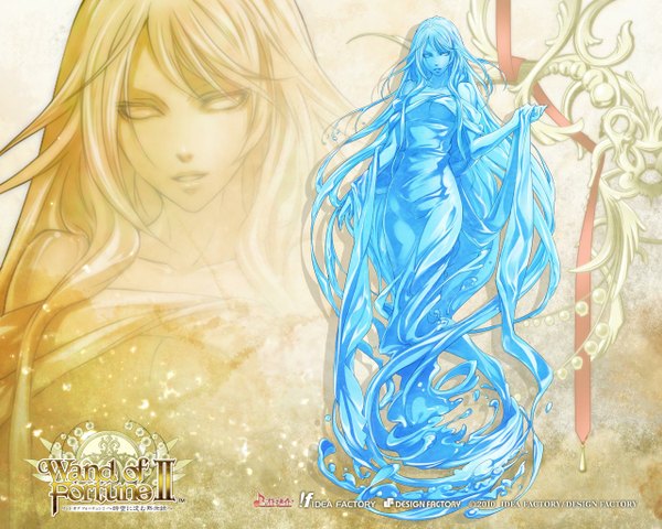 Anime picture 1280x1024 with wand of fortune 2 idea factory clarne (wand of fortune) single long hair very long hair light smile inscription zoom layer girl water