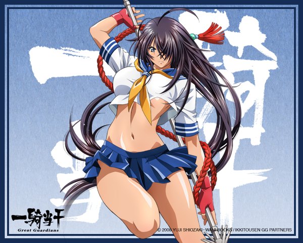 Anime picture 1280x1024 with ikkitousen kanu unchou light erotic weapon naginata