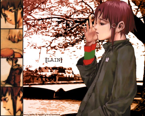 Anime picture 1280x1024 with serial experiments lain iwakura lain plant (plants) tree (trees) palm tree