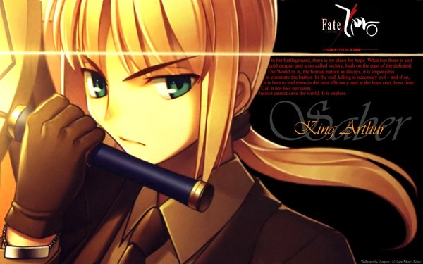 Anime picture 1920x1200 with fate (series) fate/stay night fate/zero studio deen type-moon artoria pendragon (all) saber highres wide image sword