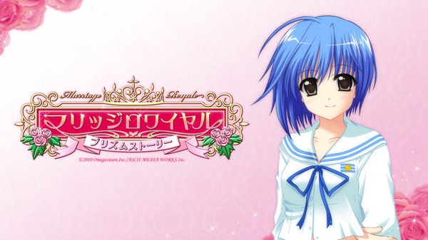 Anime picture 1920x1080 with marriage royale nago uruma nishimata aoi highres short hair wide image brown eyes blue hair