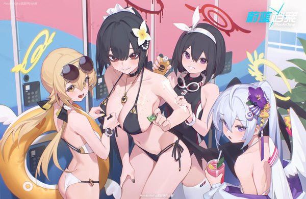 Anime-Bild 4760x3100 mit blue archive hifumi (blue archive) azusa (blue archive) tsurugi (blue archive) azusa (swimsuit) (blue archive) hifumi (swimsuit) (blue archive) mashiro (blue archive) tsurugi (swimsuit) (blue archive) mashiro (swimsuit) (blue archive) bilibili xiaolu long hair looking at viewer blush fringe highres short hair breasts open mouth light erotic black hair