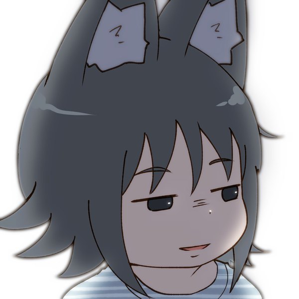 Anime picture 1280x1280 with original uru (yutturi) yutturi single fringe short hair simple background white background animal ears looking away parted lips grey hair grey eyes close-up wolf ears girl