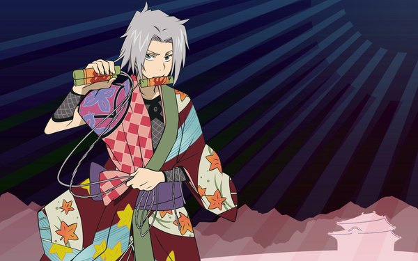 Anime picture 2560x1600 with katekyou hitman reborn gokudera hayato highres wide image japanese clothes boy kimono
