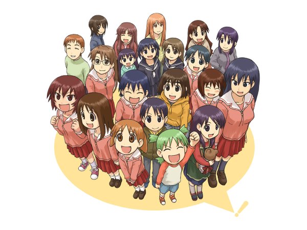 Anime picture 1280x960 with azumanga daioh yotsubato j.c. staff kasuga ayumu koiwai yotsuba mihama chiyo takino tomo sakaki kagura (azumanga) mizuhara koyomi tanizaki yukari kurosawa minamo ayase fuuka ayase asagi ayase ena hayasaka miura kaori chihiro (azumanga) emoncake. long hair