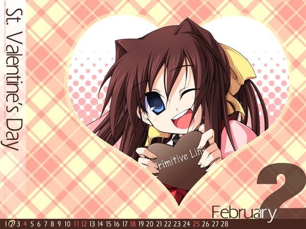 Anime picture 1600x1200 with primitive link purple software valentine calendar tagme