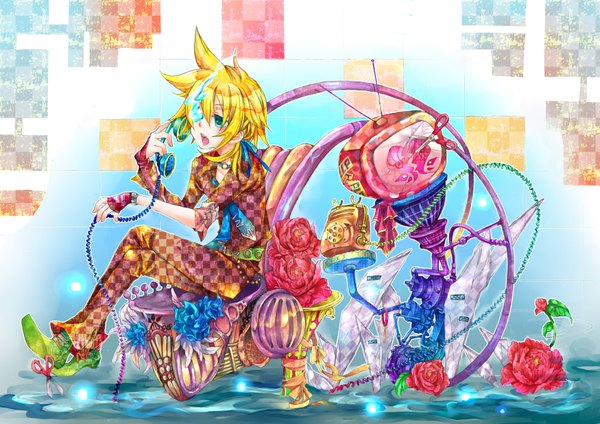 Anime picture 3500x2476 with vocaloid kagamine len highres girl boy