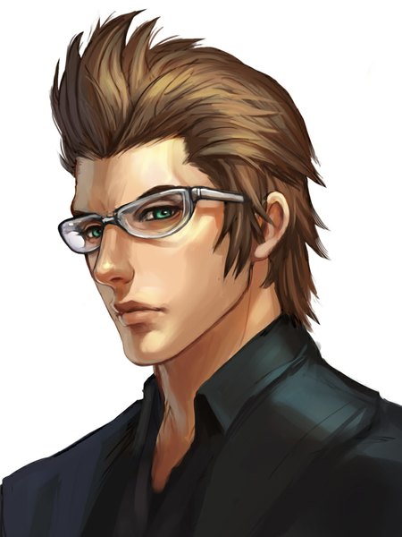 Anime picture 750x1000 with final fantasy final fantasy xv square enix ignis scientia wishfulpotato single tall image short hair simple background brown hair white background green eyes portrait boy glasses