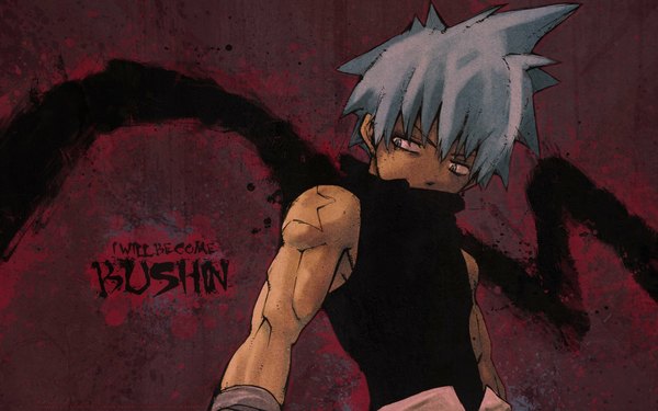 Anime picture 1920x1200 with soul eater studio bones black star single highres short hair blue eyes wide image blue hair tattoo muscle spiked hair boy