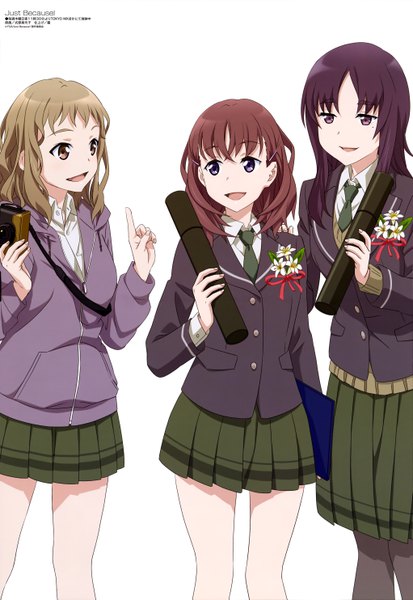 Anime picture 4085x5933 with just because! megami magazine pine jam natsumi mio komiya ena morikawa hazuki shikibu miyoko long hair tall image highres open mouth simple background smile brown hair white background purple eyes multiple girls brown eyes absurdres purple hair