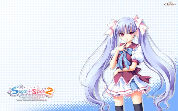 Anime picture 1920x1200 with sugar+spice 2 (game) hiiragi ginga single highres red eyes wide image twintails silver hair girl serafuku