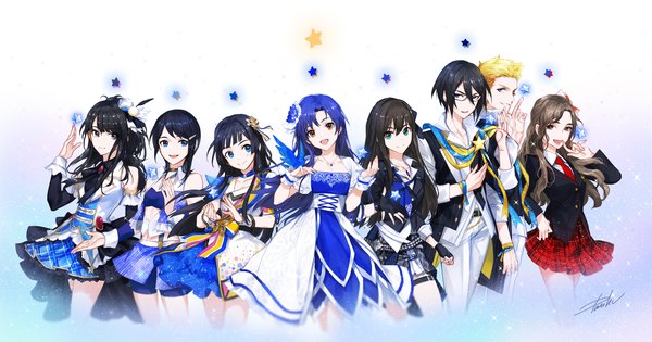 イラスト 2000x1050 と アイドルマスター アイドルマスターシンデレラガールズ idolmaster (classic) アイドルマスターシャイニーカラーズ アイドルマスターSideM idolmaster.kr アイドルマスターミリオンライブ! アイドルマスターディアリースターズ 渋谷凛 如月千早 風野灯織 水谷絵理 mogami shizuka 桜庭薫 伊集院北斗 haso (idolmaster) danhu 長髪 前髪 highres