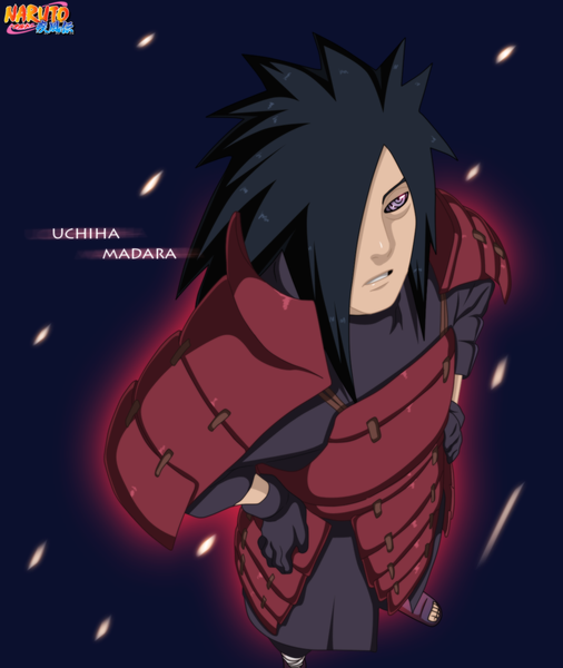 Anime picture 1200x1422 with naruto studio pierrot naruto (series) uchiha madara gold-mk single long hair tall image fringe black hair simple background purple eyes from above hair over one eye inscription coloring hands on hips rinnegan boy gloves