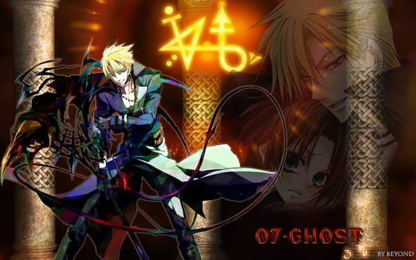 Anime picture 1280x800 with 07-ghost studio deen teito klein frau blonde hair wide image green eyes wallpaper boy