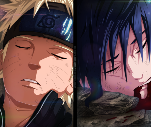 Anime picture 1800x1519 with naruto studio pierrot naruto (series) uzumaki naruto uchiha sasuke wershe highres short hair black hair blonde hair eyes closed coloring facial mark close-up face whisker markings jinchuriki manga boy blood