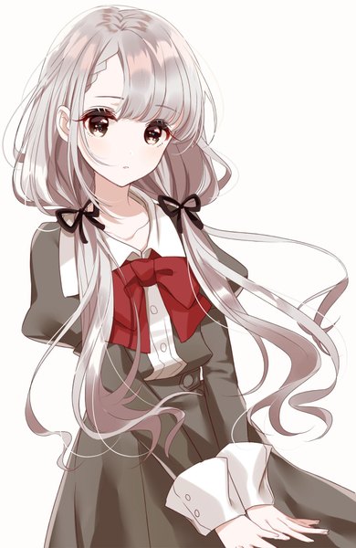 Anime picture 1300x2000 with idolmaster idolmaster cinderella girls idolmaster cinderella girls starlight stage hisakawa nagi sinsihukunokonaka single long hair tall image looking at viewer blush fringe simple background standing white background twintails silver hair upper body blunt bangs parted lips puffy sleeves