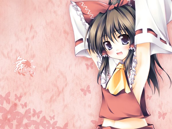 Anime picture 1600x1200 with touhou hakurei reimu japanese clothes armpit (armpits) wallpaper miko girl