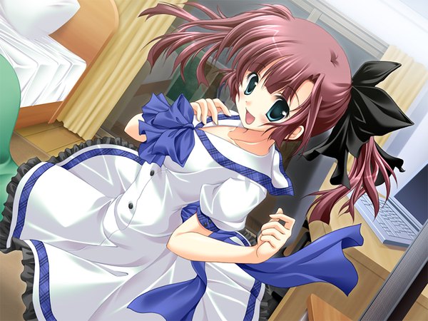 Anime picture 1200x900 with akane iro ni somaru saka izumi tsubasu twintails game cg girl bow hair bow serafuku
