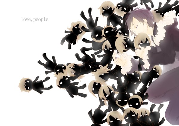 Anime picture 1500x1057 with durarara!! brains base (studio) orihara izaya boy doll (dolls)