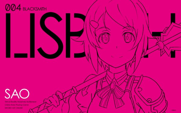 Anime picture 1280x800 with sword art online a-1 pictures lisbeth single short hair wide image logo girl weapon