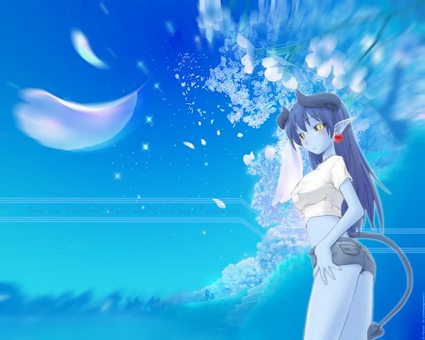 Anime picture 1280x1024 with shinrabanshou futaba channel astaroth (shinrabanshou) kagaya blue background shinra bansho