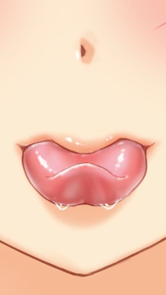 Anime picture 640x1136 with nitroplus super sonico kabeu mariko single tall image blush lips close-up face saliva long tongue girl