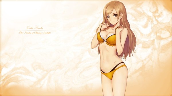 Anime picture 1920x1080 with tony taka long hair looking at viewer highres breasts light erotic blonde hair wide image brown eyes wallpaper soft beauty girl swimsuit bikini