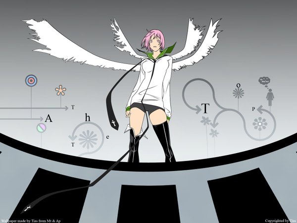 Anime picture 1600x1200 with air gear toei animation simca pink hair pink eyes grey background shorts