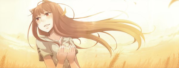Anime picture 11395x4365 with spice and wolf horo highres red eyes wide image absurdres incredibly absurdres