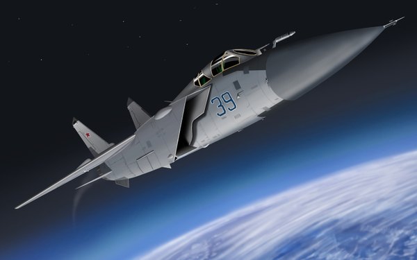 Аниме картинка 1600x1000 с оригинальное изображение yaenagi полёт военный оружие самолёт истребитель mig-31