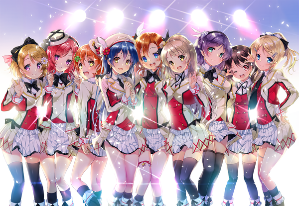 Anime picture 1500x1036 with love live! school idol project sunrise (studio) love live! nishikino maki yazawa nico toujou nozomi minami kotori ayase eli sonoda umi kousaka honoka hoshizora rin koizumi hanayo miwabe sakura long hair looking at viewer blush short hair open mouth blue eyes blonde hair