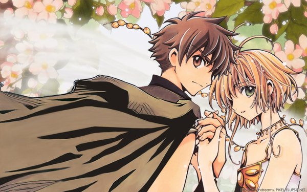 Anime picture 1600x1000 with tsubasa reservoir chronicle clamp sakura hime syaoran wide image