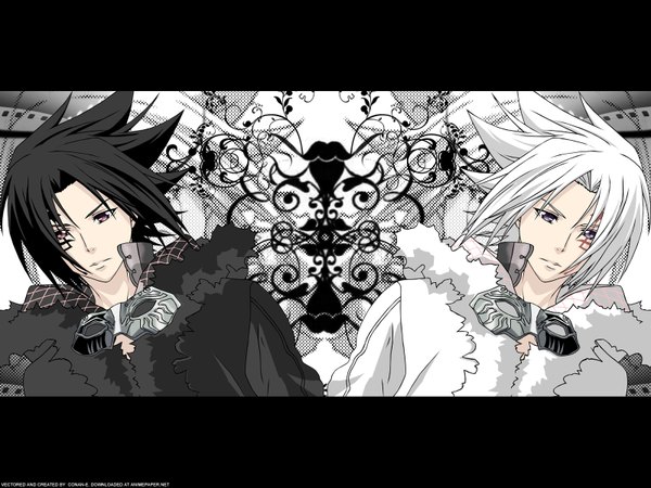 Anime picture 1600x1200 with d.gray-man allen walker white background black background tagme