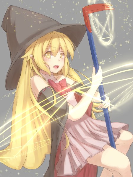 Anime picture 900x1200 with bakemonogatari shaft (studio) monogatari (series) oshino shinobu thomas (aoakumasan) single long hair tall image looking at viewer blush fringe open mouth simple background blonde hair sitting bare shoulders holding yellow eyes payot looking away