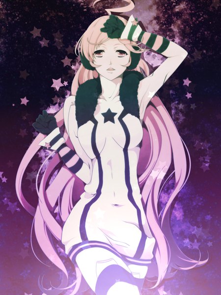 Anime picture 960x1280 with vocaloid miki (vocaloid) single long hair tall image blonde hair pink hair very long hair pink eyes zettai ryouiki light girl thighhighs gloves star (symbol)