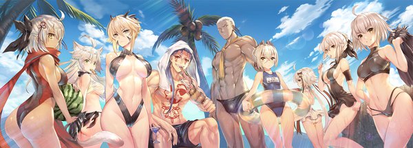 Anime picture 1945x700 with fate (series) fate/grand order artoria pendragon (all) jeanne d'arc (fate) (all) jeanne d'arc alter (fate) okita souji (fate) (all) saber alter artoria pendragon (lancer alter) atalanta (fate) artoria pendragon (alter swimsuit rider) (fate) okita souji alter (fate) cu chulainn (fate) mysterious heroine x (alter) (fate) jeanne d'arc alter santa lily (fate) atalanta (alter) (fate) cu chulainn alter (fate/grand order) emiya alter teddy (khanshin) long hair looking at viewer