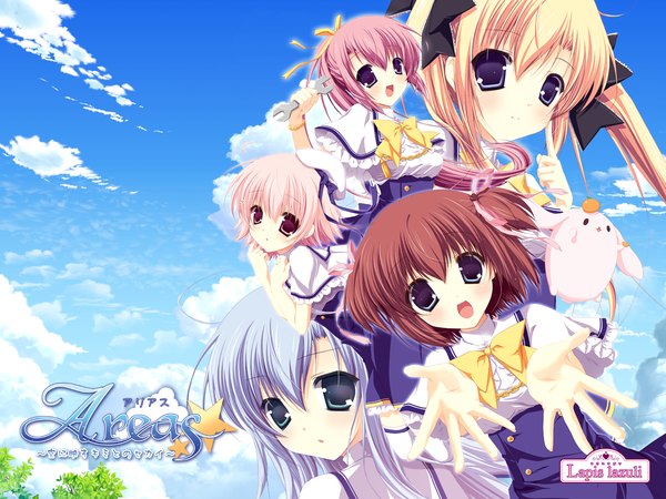 Anime picture 1600x1200 with areas mikage konoka nagamine ayana riizu furanneru miyasaka miyu wallpaper serafuku natsumi yui kamisato koto