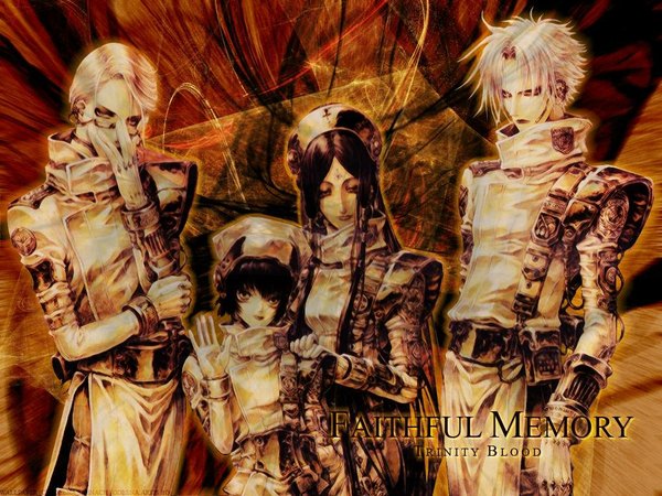 Anime picture 1024x768 with trinity blood gonzo abel nightroad cain nightroad seth nightroad lilith sahl