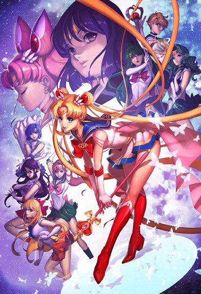 Anime picture 600x877 with bishoujo senshi sailor moon toei animation tsukino usagi sailor moon aino minako kino makoto mizuno ami hino rei sailor venus sailor mars sailor mercury tomoe hotaru sailor jupiter kaiou michiru sailor saturn tenou haruka meiou setsuna sailor neptune sailor uranus sailor pluto