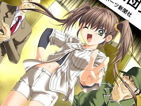 Anime picture 1024x768 with maroon grace (game) brown hair green eyes game cg girl