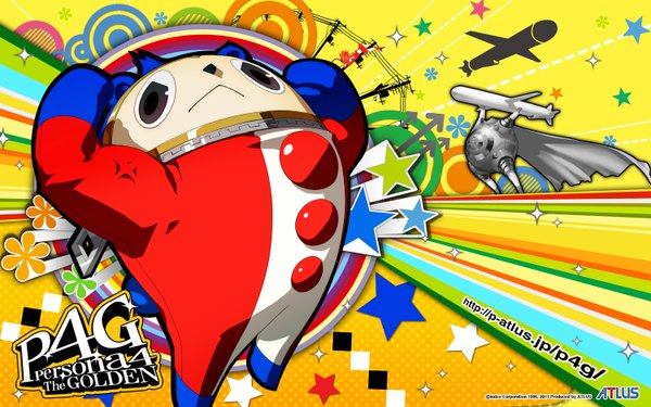 Anime picture 1500x938 with persona 4 persona kuma (persona 4) single looking at viewer wide image absurdres black eyes inscription logo suit