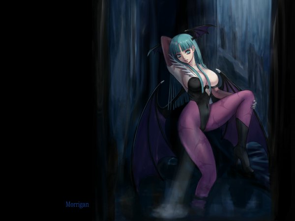 Anime picture 1024x768 with vampire / darkstalkers (game) capcom morrigan aensland ark light erotic