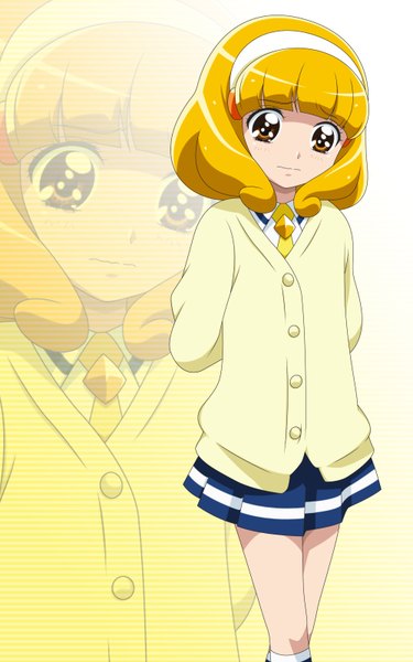 Anime picture 1000x1600 with precure smile precure! toei animation kise yayoi smile (rz) single tall image short hair blonde hair yellow eyes zoom layer girl skirt hairband sweater