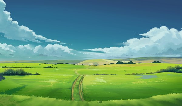 Anime picture 1024x600 with da capo iii wide image game cg sky cloud (clouds) no people landscape field plant (plants) grass