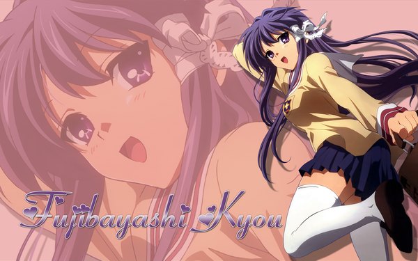 Anime picture 1920x1200 with clannad key (studio) fujibayashi kyou highres wide image zoom layer thighhighs