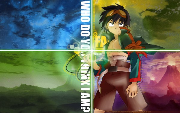 Anime picture 1920x1200 with tengen toppa gurren lagann gainax simon highres wide image sky cloud (clouds) mountain