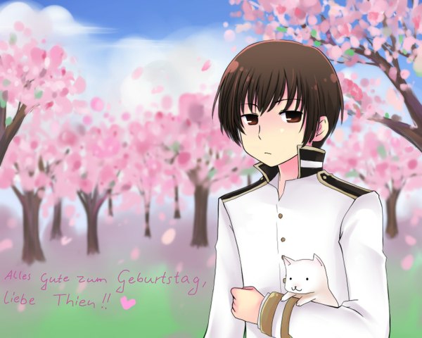 Anime picture 1500x1200 with axis powers hetalia studio deen japan (hetalia) cherry blossoms boy